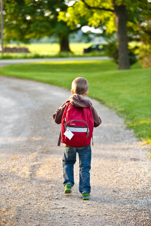 child walking to school